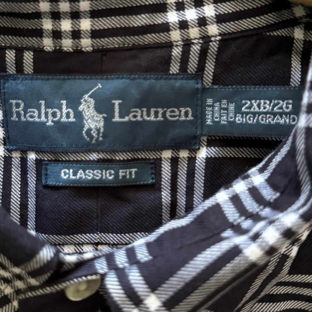 POLO RALPH LAUREN Lot/2 Men's 100% Cotton Plaid Classic Fit Dress Shirts 2XB/26 - Picture 3 of 7